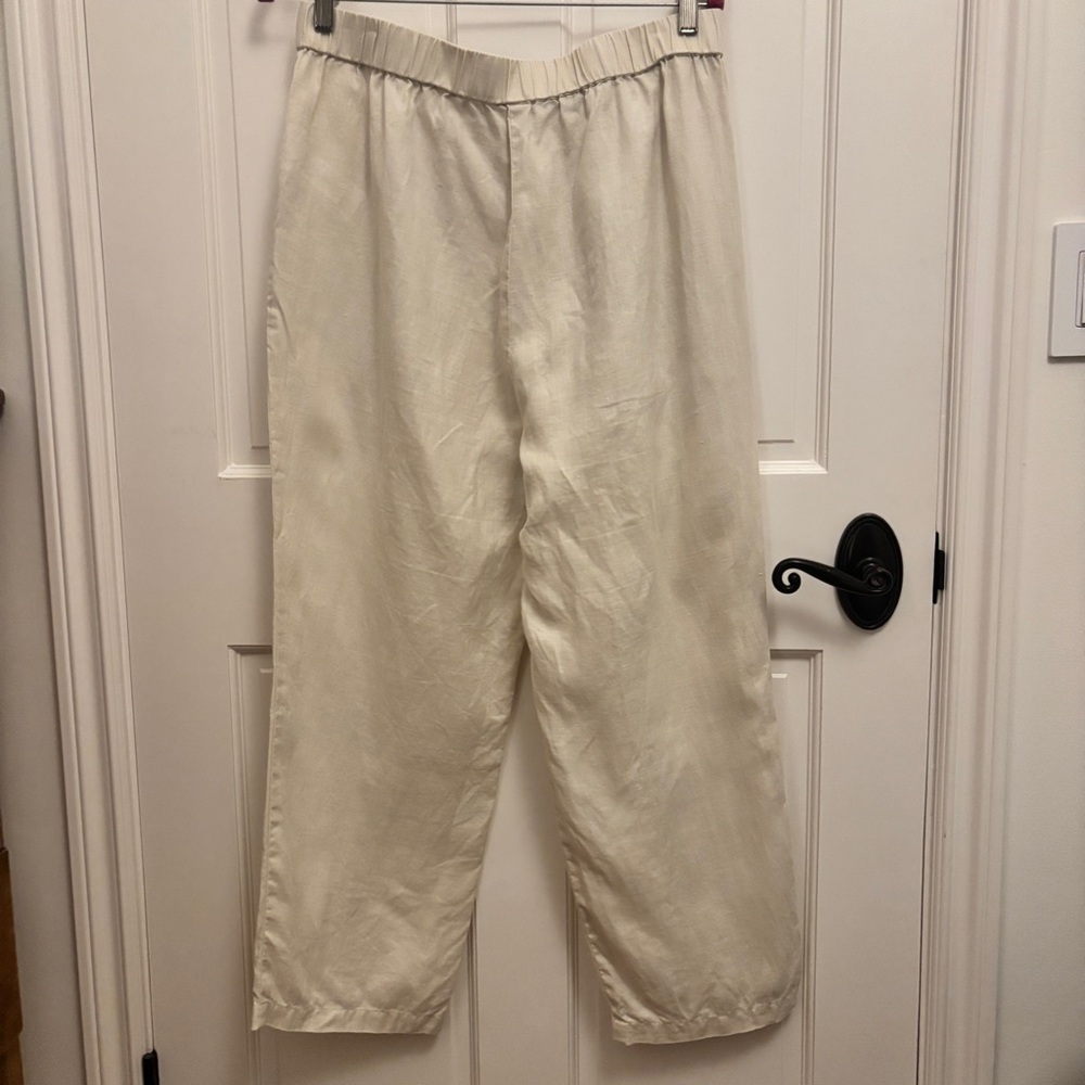 Quince 100% European Linen Tapered Ankle Pants Pockets, Sand - Picture 3 of 11